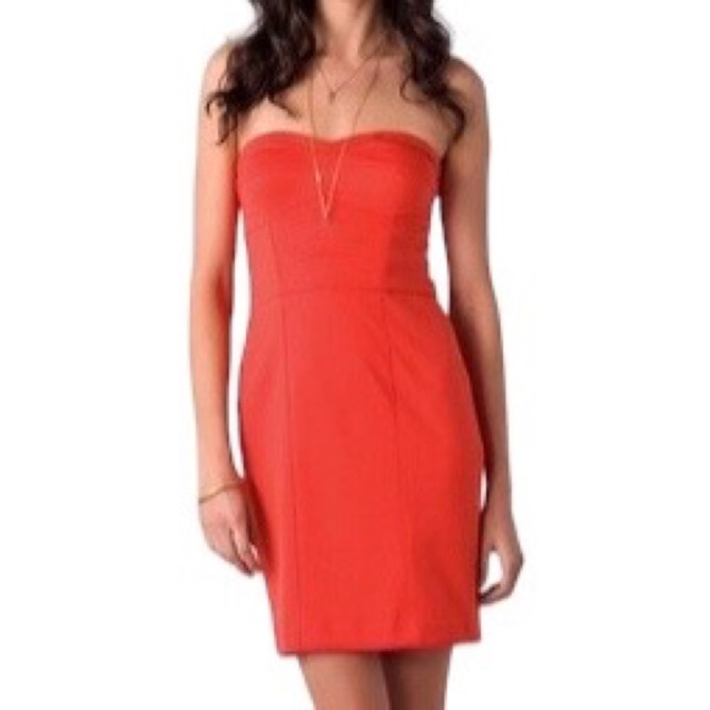 Rebecca Taylor Sweetheart Strapless Dress Orange 6